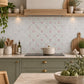 Decorative marble kitchen splashback inspired by the British countryside- Inspired by the roses around the farm 