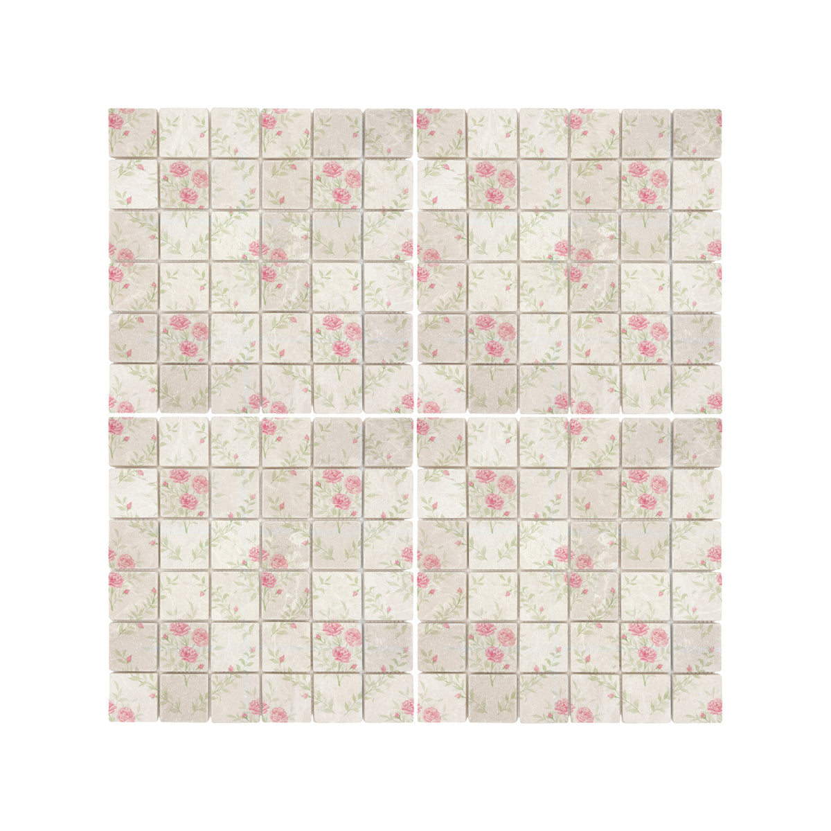 Decorative marble kitchen splashback inspired by the British countryside- Inspired by the roses around the farm 