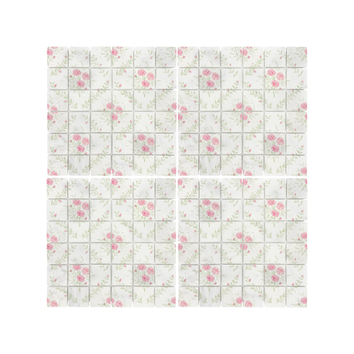 Decorative marble kitchen splashback inspired by the British countryside- Inspired by the roses around the farm 