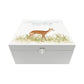 White Square personalised Wooden box with a decorative lid featuring illustrations of a Doe in Grass Perfect funeral memory keepsake box, for storing ashes, order of service, flowers and capturing your loved ones things in one place.