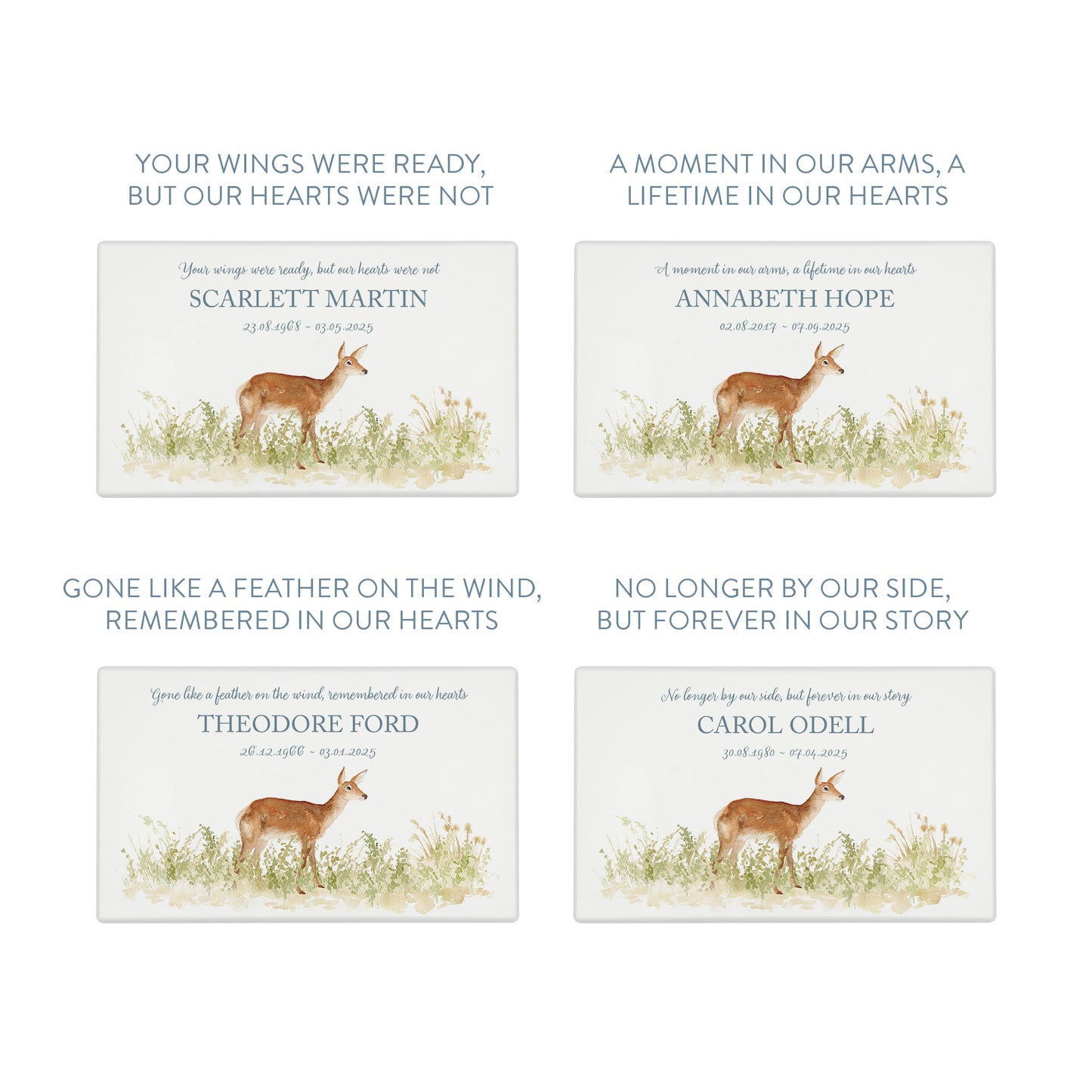 Luxury solid wooden white painted Urn ,  Featuring a Doe in a meadow. A watercolour illustration, our urns and Caskets for displaying or burying ashes. Customisable and can be personalised. Perfect funeral memory keepsake urn, for storing ashes for humans and pets. 