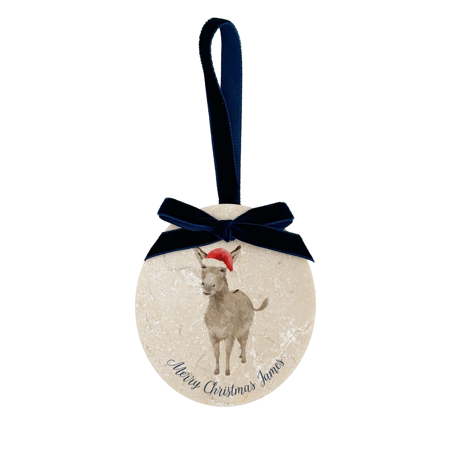 Little Donkey Marble Christmas Bauble