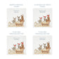 Personalised phrase options for a white wooden Christmas Eve gift box with a donkey away in a manger watercolour illustration, the box is personalised with a name and Christmas phrase.