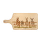 Donkey and Robin design on a flip wooden chopping board 