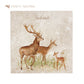 A large square personalised marble placemat with a family of deer design. The placemat is personalised with a name at the top in a neutral colour brush script font.