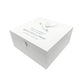 White Square personalised Wooden box with a decorative lid featuring illustrations of a Flying Dove, Perfect funeral memory keepsake box, for storing ashes, order of service, flowers and capturing your loved ones things in one place. 