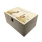 Wooden box with a lid featuring an illustration of two ducks on a wooden background Perfect funeral memory keepsake box, for storing ashes, order of service, flowers, pictures. 