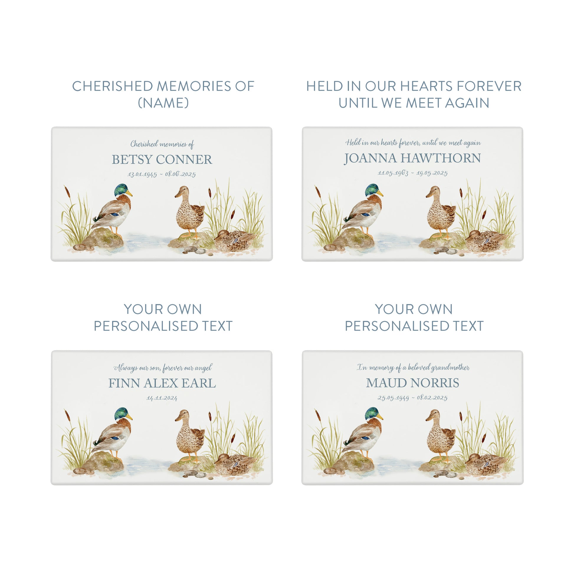 Luxury solid wooden white painted Urn ,  Featuring Ducks on a bank. A watercolour illustration, our urns and Caskets for displaying or burying ashes. Customisable and can be personalised. Perfect funeral memory keepsake urn, for storing ashes for humans and pets. 