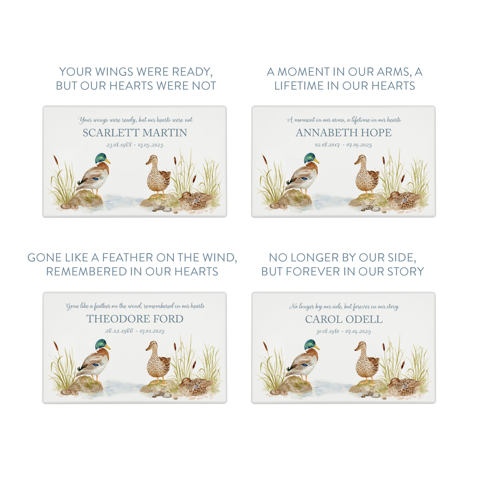 Luxury solid wooden white painted Urn ,  Featuring Ducks on a bank. A watercolour illustration, our urns and Caskets for displaying or burying ashes. Customisable and can be personalised. Perfect funeral memory keepsake urn, for storing ashes for humans and pets. 
