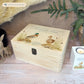 Wooden box with a lid featuring an illustration of two ducks on a wooden background Perfect funeral memory keepsake box, for storing ashes, order of service, flowers, pictures. 