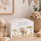 Safari themed babies money box, Featuring mum and baby elephant in a water colour theme. 