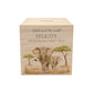 handmade personalised nursery money box with soft watercolour artwork, mummy and baby elephant strolling through the Savanah