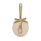 An oval marble bauble featuring a watercolour hare, personalised with your choice of text to create a Christmas decoration unique to you! The bauble is finished with a velvet ribbon.