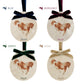 Four personalised oval shaped marble baubles showing a selection of velvet ribbon colour options. Choose from navy blue, burgundy red, forest green and champagne gold.