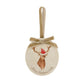 An oval marble bauble featuring a watercolour stag, personalised with your choice of text to create a Christmas decoration unique to you! The bauble is finished with a velvet ribbon.