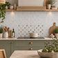 Mosaic kitchen splashback with a watercolour Farmyard mix illustration