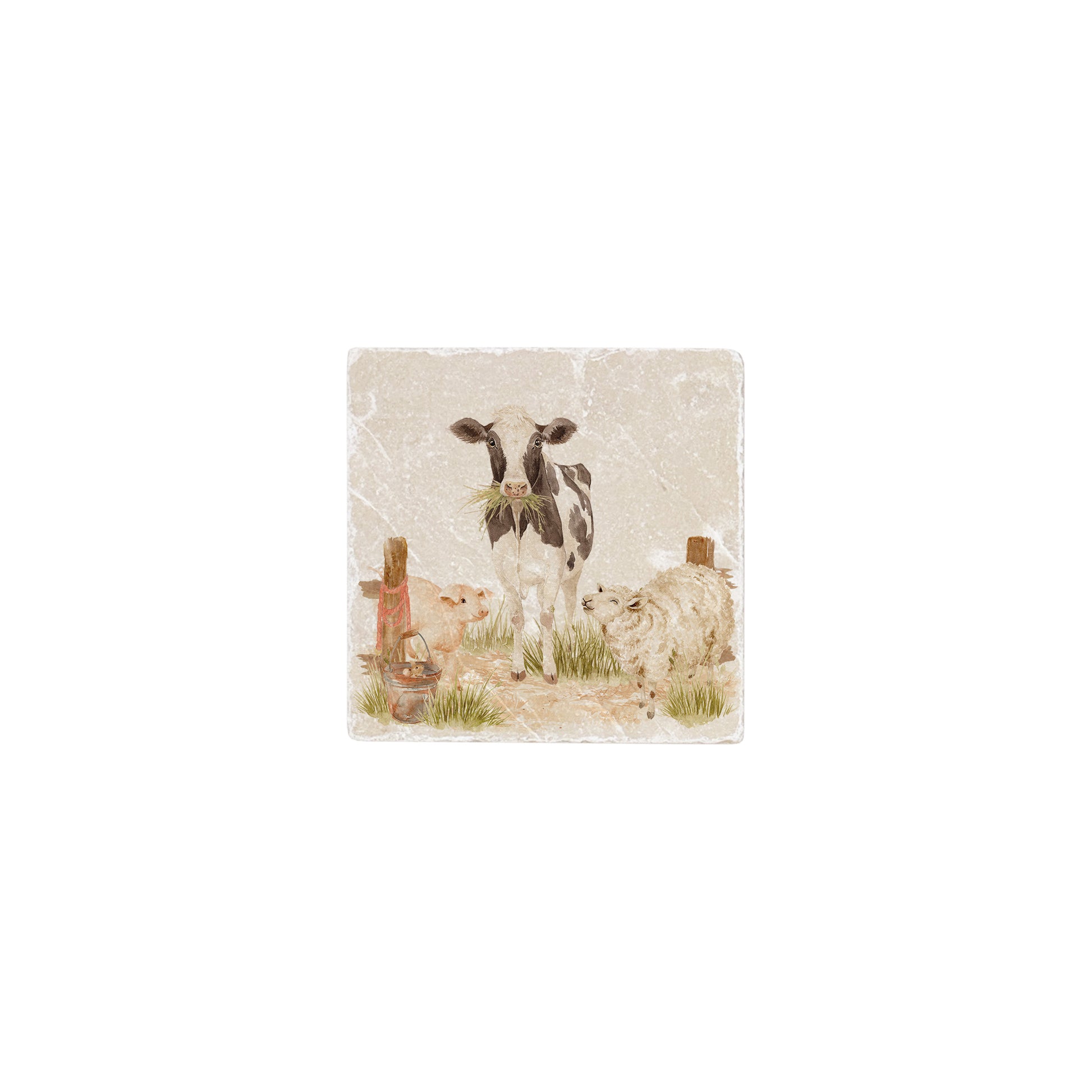 This Watercolour Farmyard design featuring a Dairy Cow, Pig, Sheep, Robin, mouse and chick. The Perfect splashback/wall tile. 