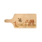 Farmyard animals in a watercolour design, on our flip styled chopping board 