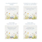 White Square personalised Wooden box with a decorative lid featuring illustrations flowers with children's wellies Perfect funeral memory keepsake box, for storing ashes, order of service, flowers and capturing your loved ones things in one place. Available in red, blue, yellow and green