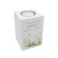 wooden cuboid luxury tealight holder with gorgeous personalised options . Each product is lovingly designed, handmade with our Countryside inspired watercolour designs. This design features Flower Garden with Children's wellies ,  unique designs to remember a loved on, great for memorial occasions. coping with baby loss memorial