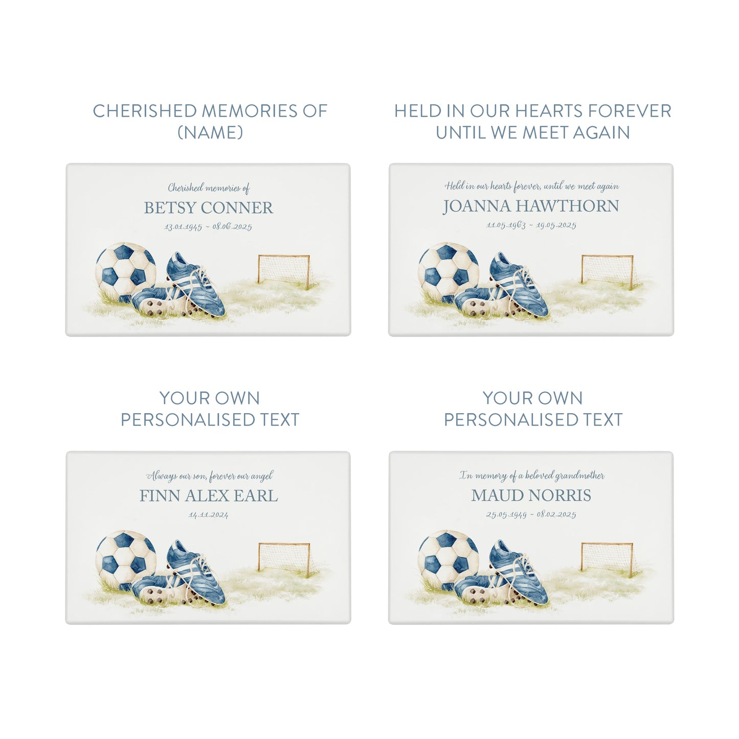 Memorial Football Rectangular White Wooden Urn