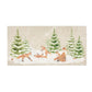 A rectangular marble sharing platter with a winter scene of a family of foxes and fox cubs playing in the snow.