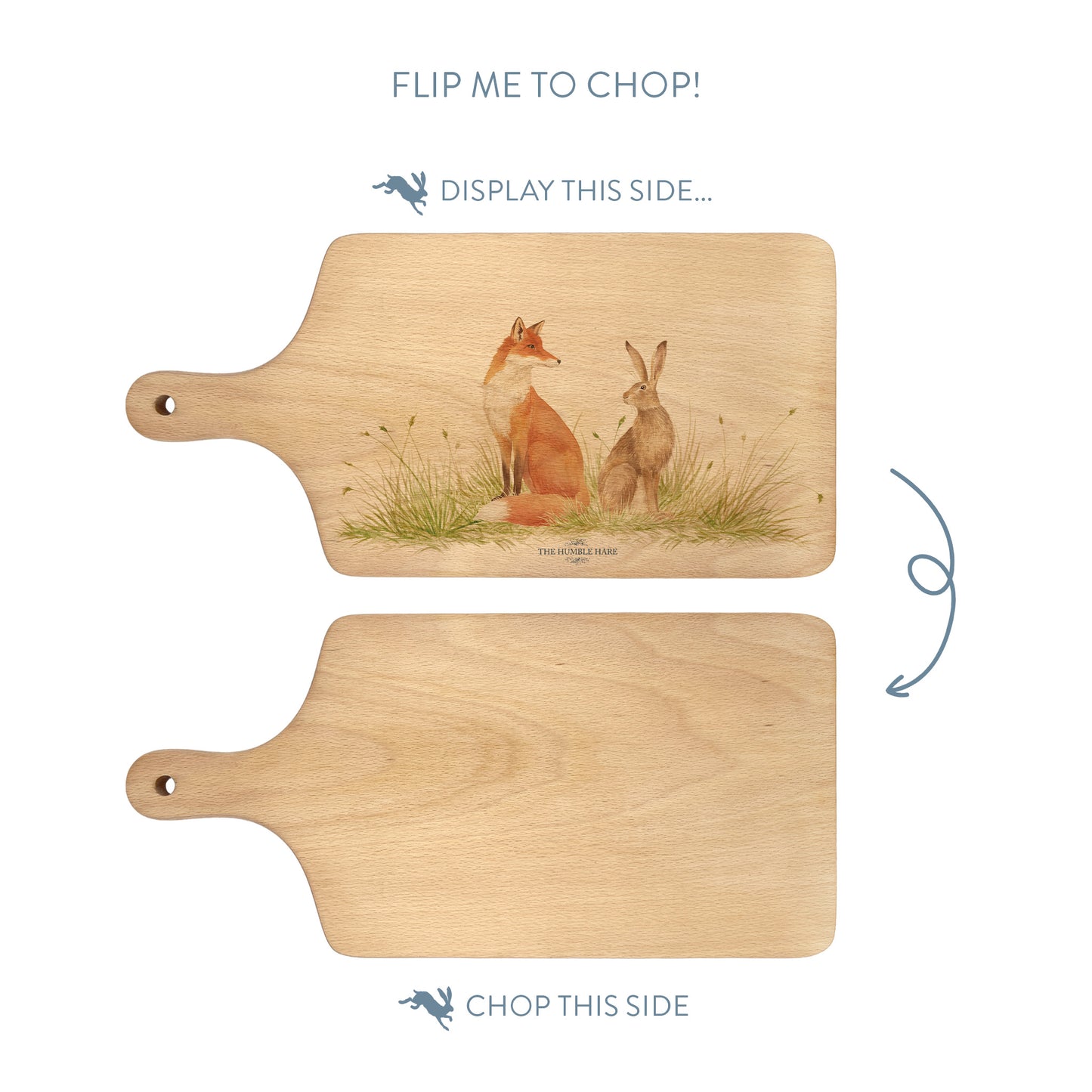 Water colour Fox and Hare chopping board 