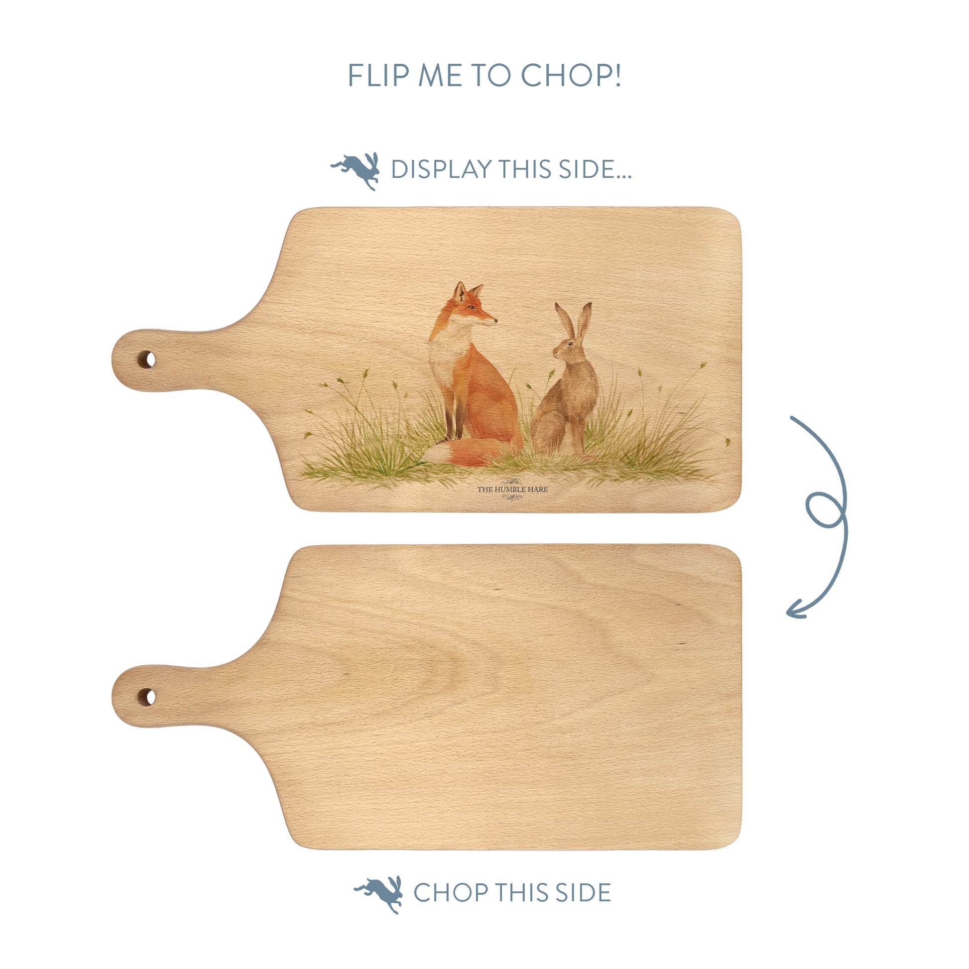 Water colour Fox and Hare chopping board 