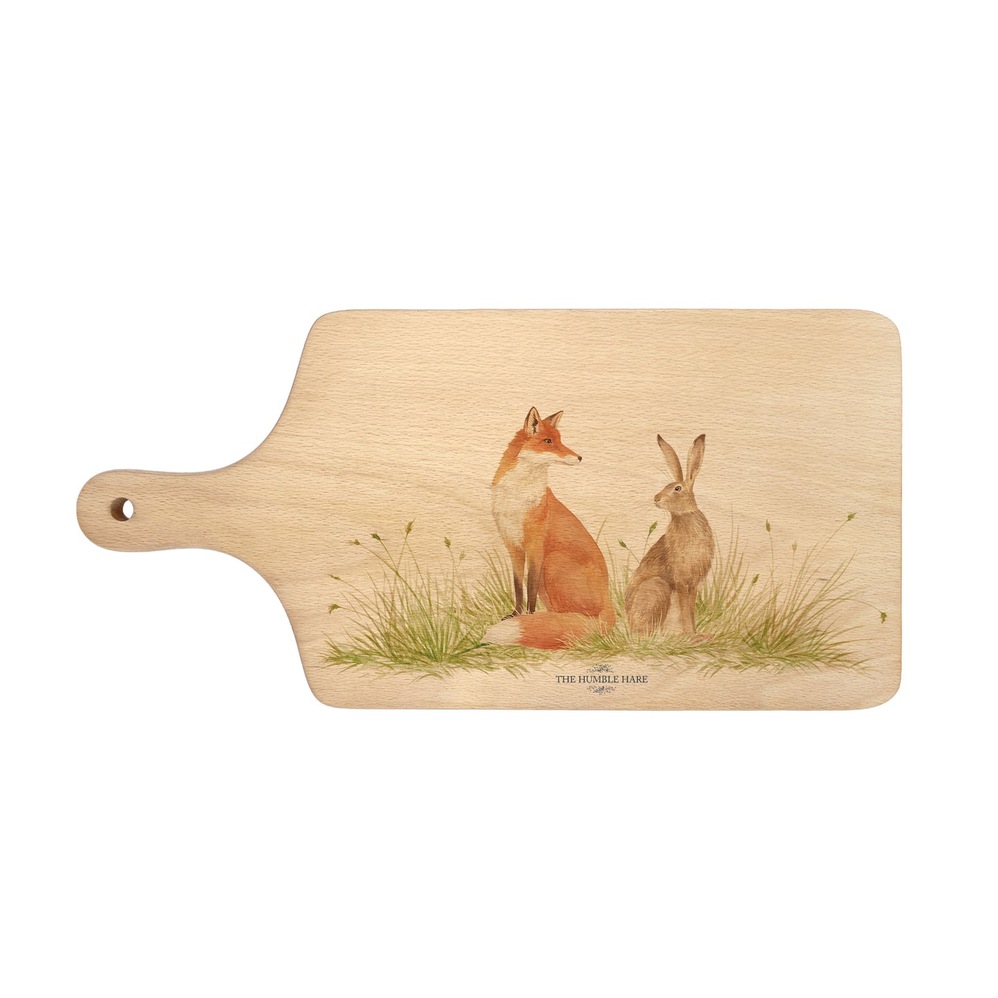 Water colour Fox and Hare chopping board 