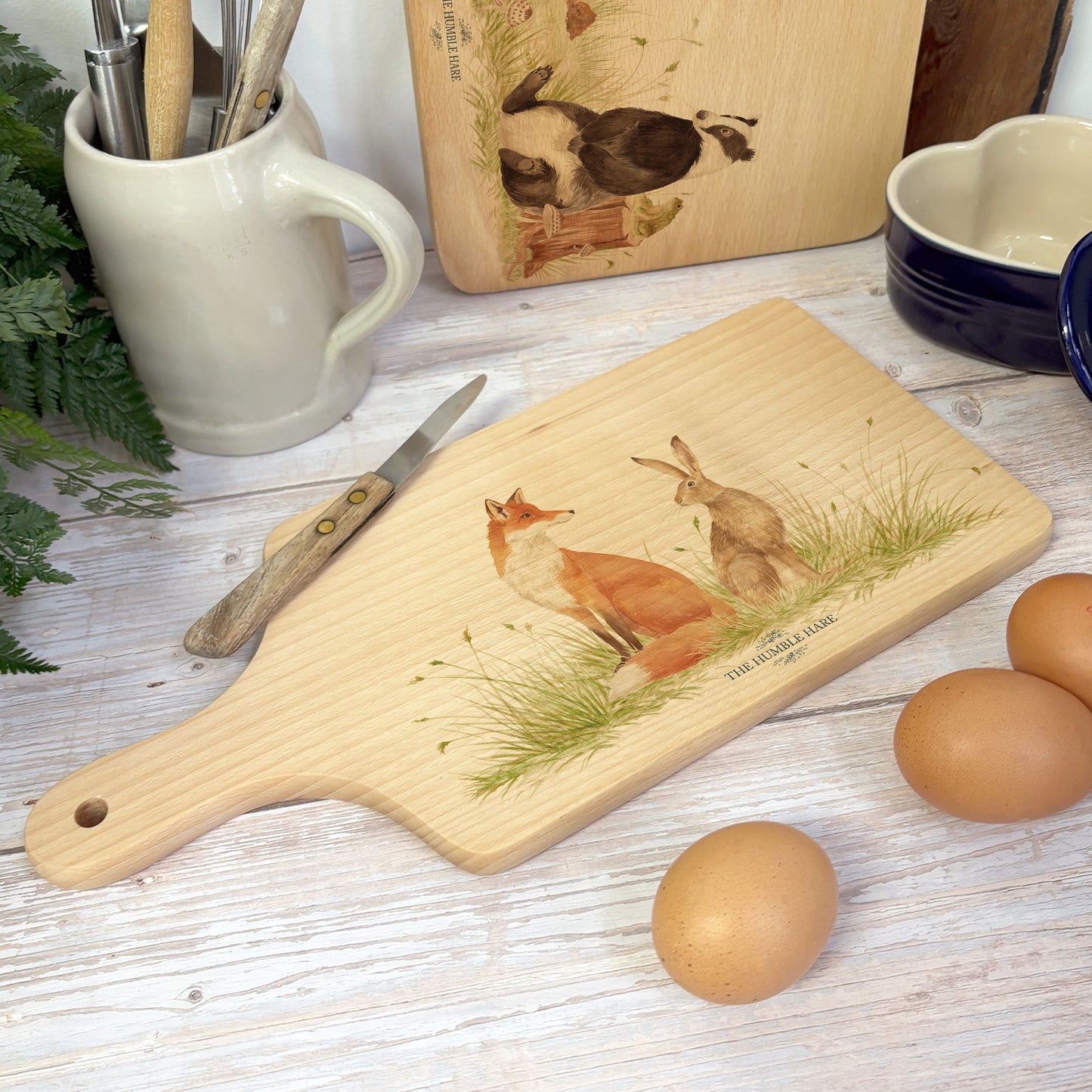 Fox and Hare wooden chopping board 