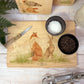 Watercolour Fox and Hare wooden chopping board 