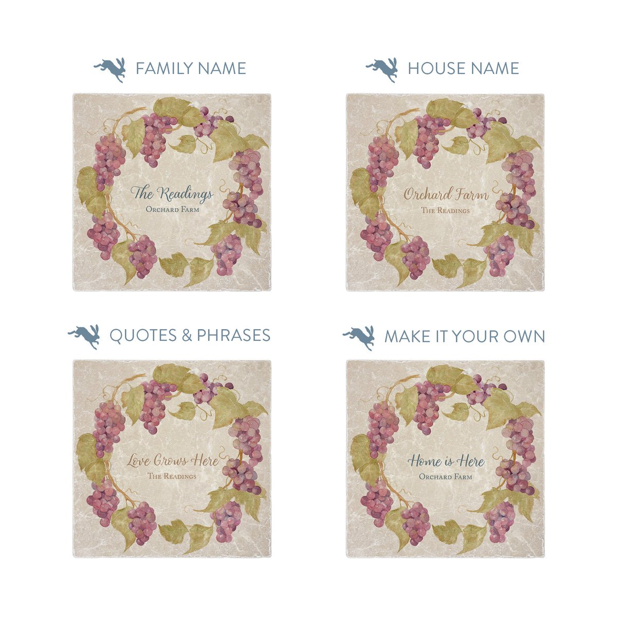 Wreath style personalised Splashback tile make it your own with your own text.