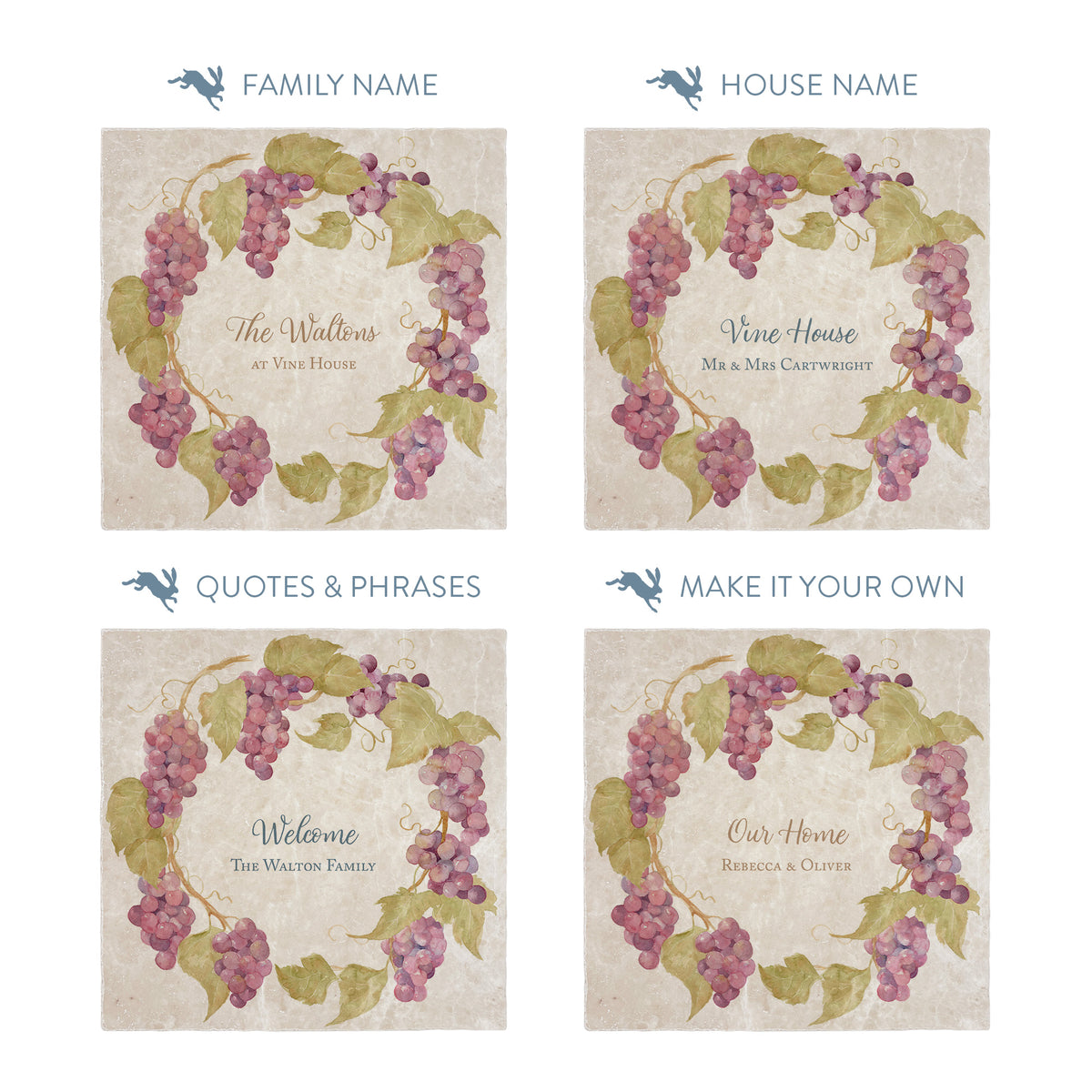 Wreath style personalised Splashback tile make it your own with your own text.