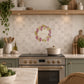 Personalised wreath style wall tile, with a family name in the centre. Stylish and modern look. 