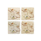 A set of 4 square marble coasters, featuring a watercolour design of British garden birds sat on branches.