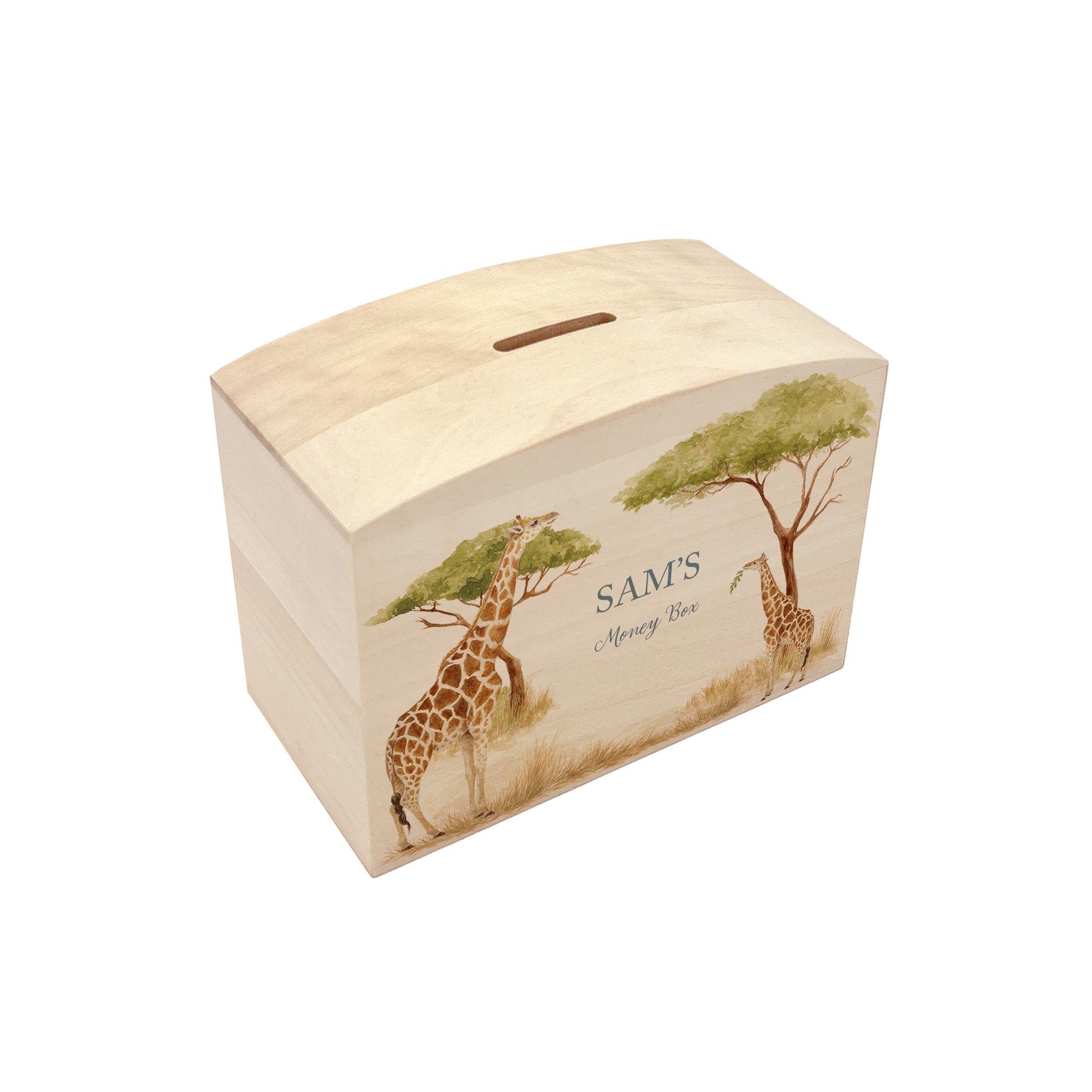 Mum and Baby Giraffe searching high up in the trees, perfect new baby gift. 