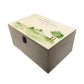 Wooden box with a decorative lid featuring illustrations of Golf Green Perfect funeral memory keepsake box, for storing ashes, order of service, flowers. capturing your loved ones favourite hobby