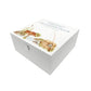 White Square personalised Wooden box with a decorative lid featuring illustrations Gone Fishing Perfect funeral memory keepsake box, for storing ashes, order of service, flowers and capturing your loved ones things in one place. Available in red, blue, yellow and green