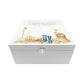 White Square personalised Wooden box with a decorative lid featuring illustrations of a Garden Scene, perfect for Granny, Mum, Grandma, Grandad, Dad who loved to be in the Garden  Perfect funeral memory keepsake box, for storing ashes, order of service, flowers and capturing your loved ones things in one place. 