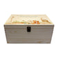 Wooden box with a decorative lid featuring illustrations of a Garden Scene available with personalising your colour wellies, perfect for mum, daughter, nan, sister and Grandad, Perfect funeral memory keepsake box, for storing ashes, order of service, flowers. capturing your loved ones favourite hobby
