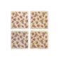 A set of 4 square marble coasters, featuring a maximalist watercolour grape vine pattern.