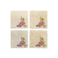 A set of 4 square marble coasters, featuring a minimalistic watercolour grape vine design.