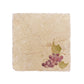 A medium square multipurpose marble platter, featuring a watercolour design of a single bunch of grapes with leaves.