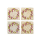 A set of 4 square marble coasters, featuring a rustic watercolour grape vine wreath.