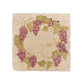 A medium square multipurpose marble platter, featuring a watercolour grape vine wreath design.