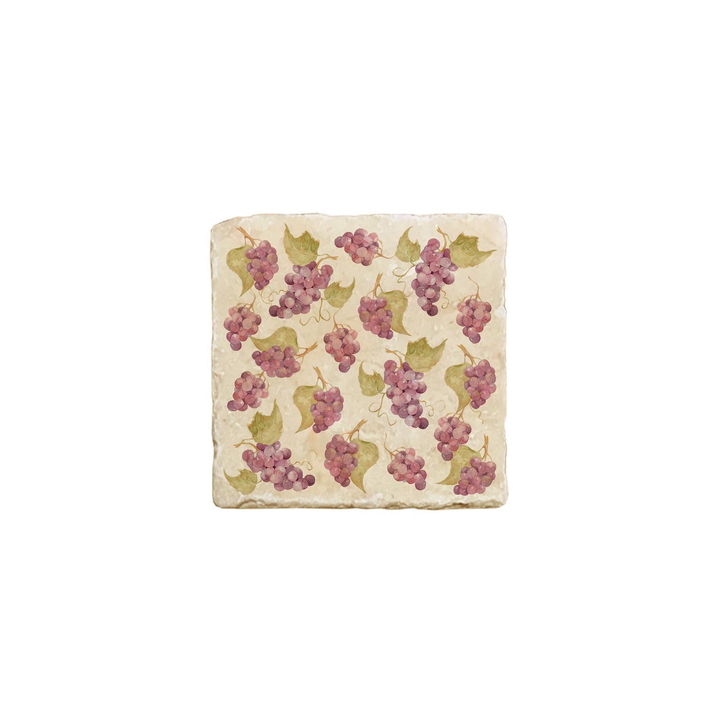 A square marble coaster featuring a watercolour fruit design that can be added to a mix and match set.