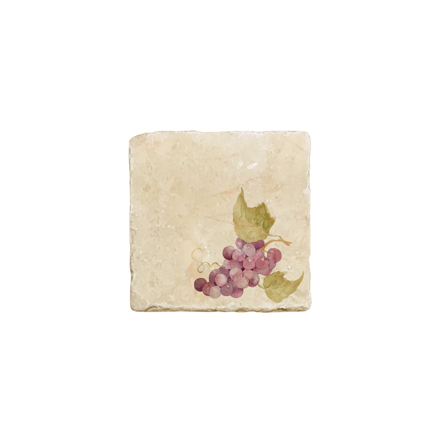 A square marble coaster featuring a watercolour fruit design that can be added to a mix and match set.