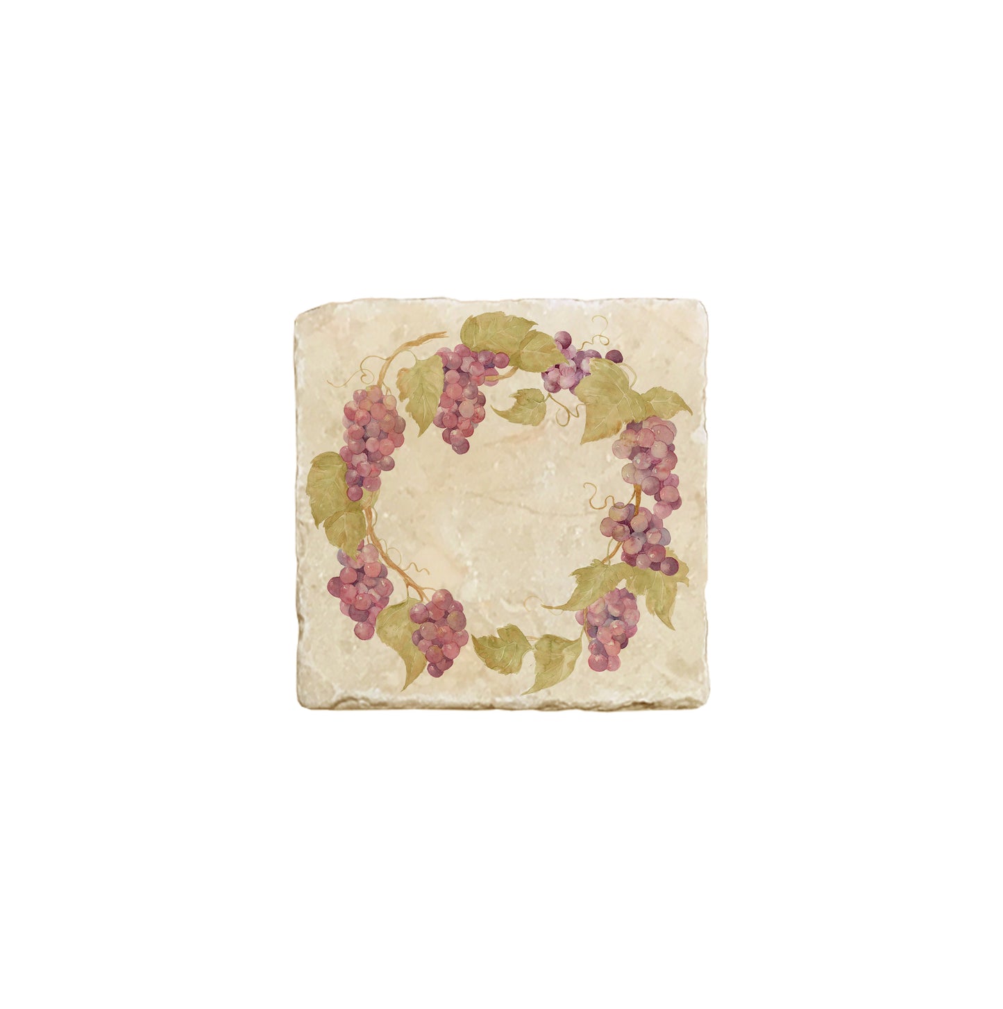 A square marble coaster featuring a watercolour fruit design that can be added to a mix and match set.