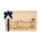 sheep breaking out from the field in a water colour style on our beech wooden chopping board 