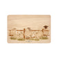 sheep breaking out from the field in a water colour style on our beech wooden chopping board 